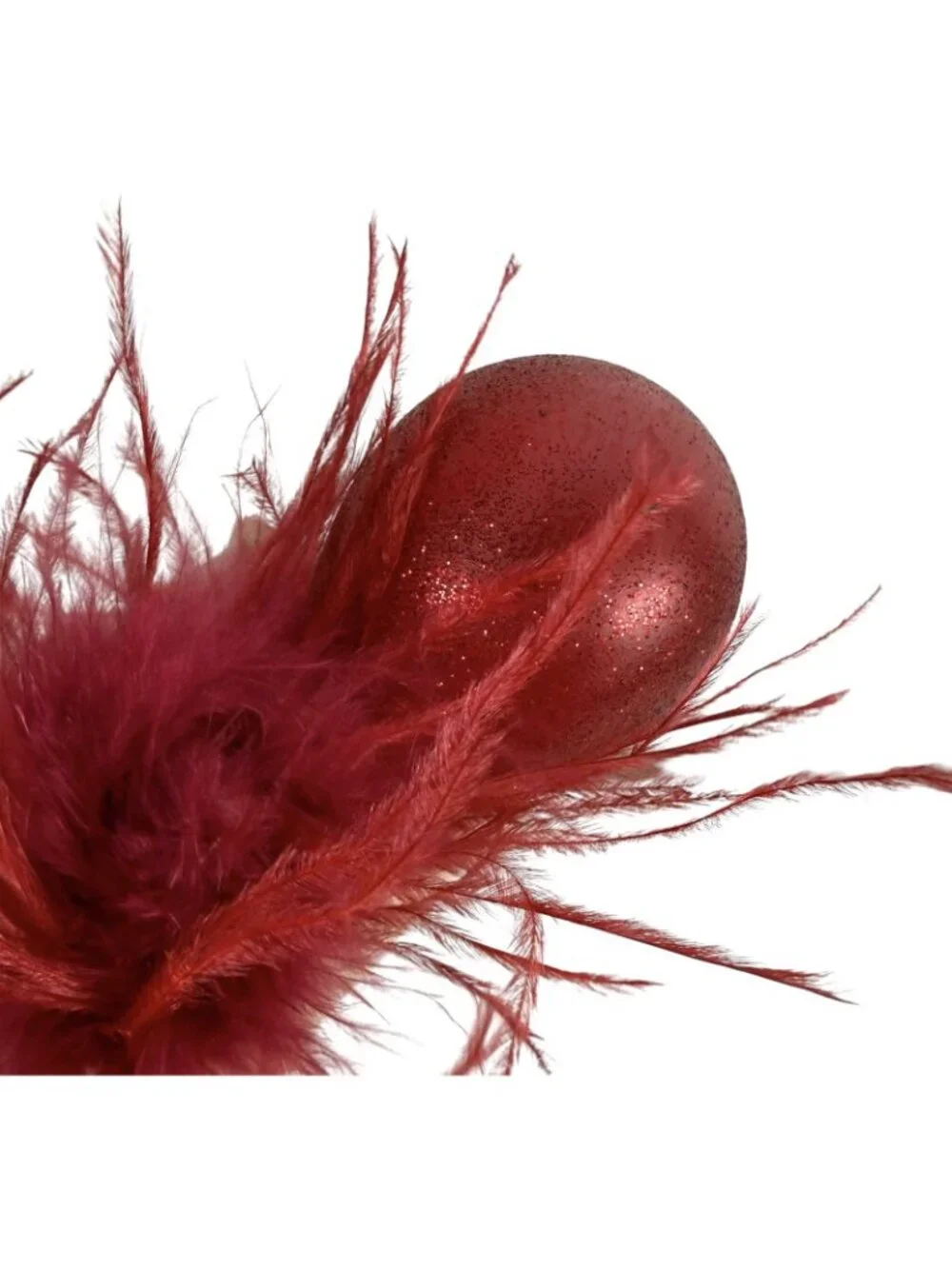 Pier 1 Red Bird Cardinal Glass Glitter Ornament Feathers 6”